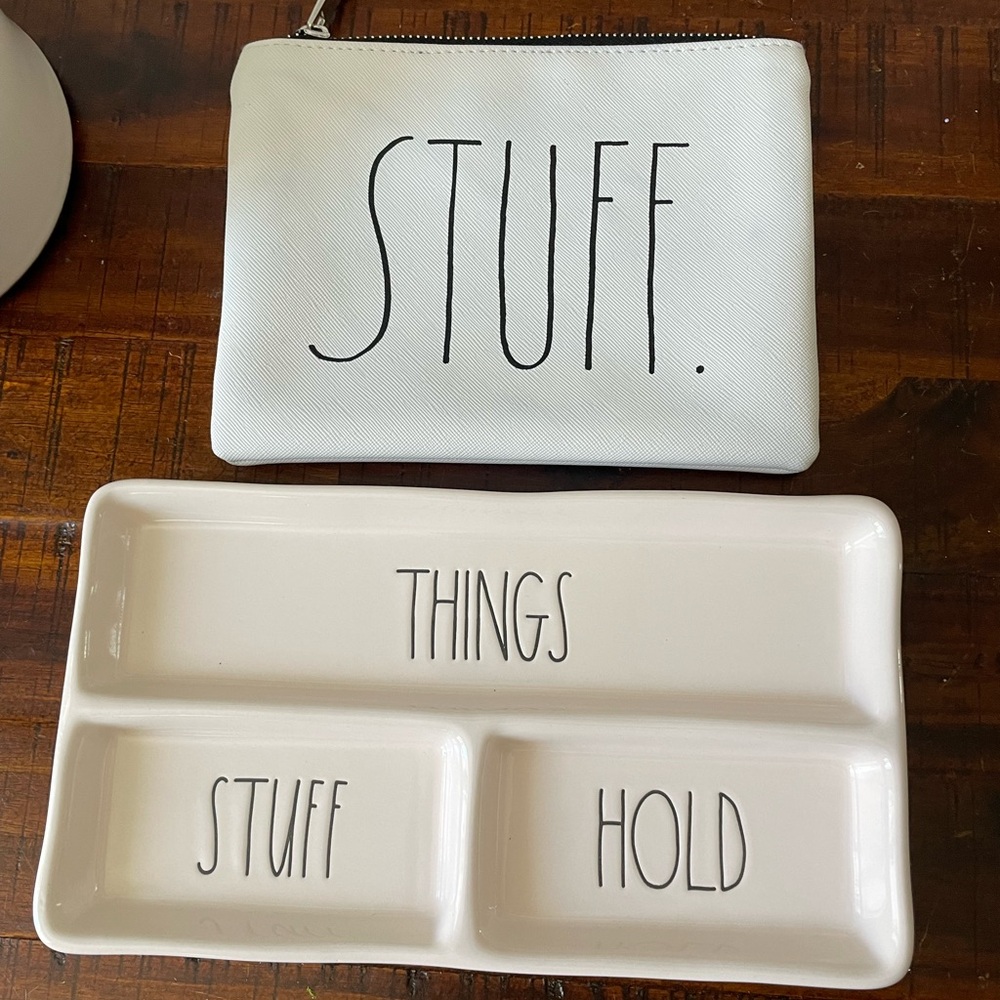 Rae Dunn Jewelry Tray and Makeup Bag